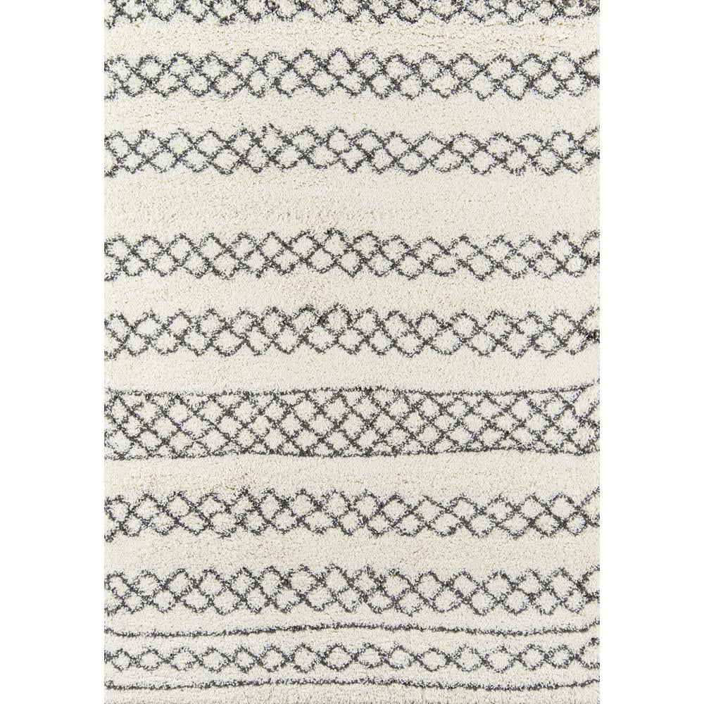 Ivory and Black Rectangular Stain-Resistant Synthetic Area Rug