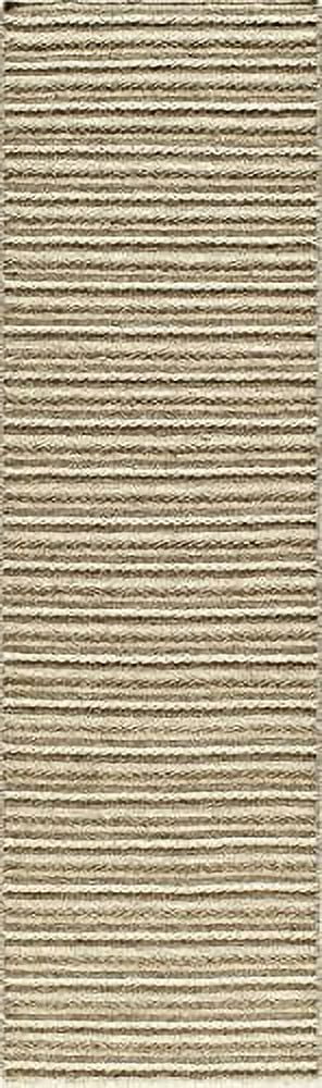 Natural Brown Wool Handwoven Flatweave Reversible Runner Rug