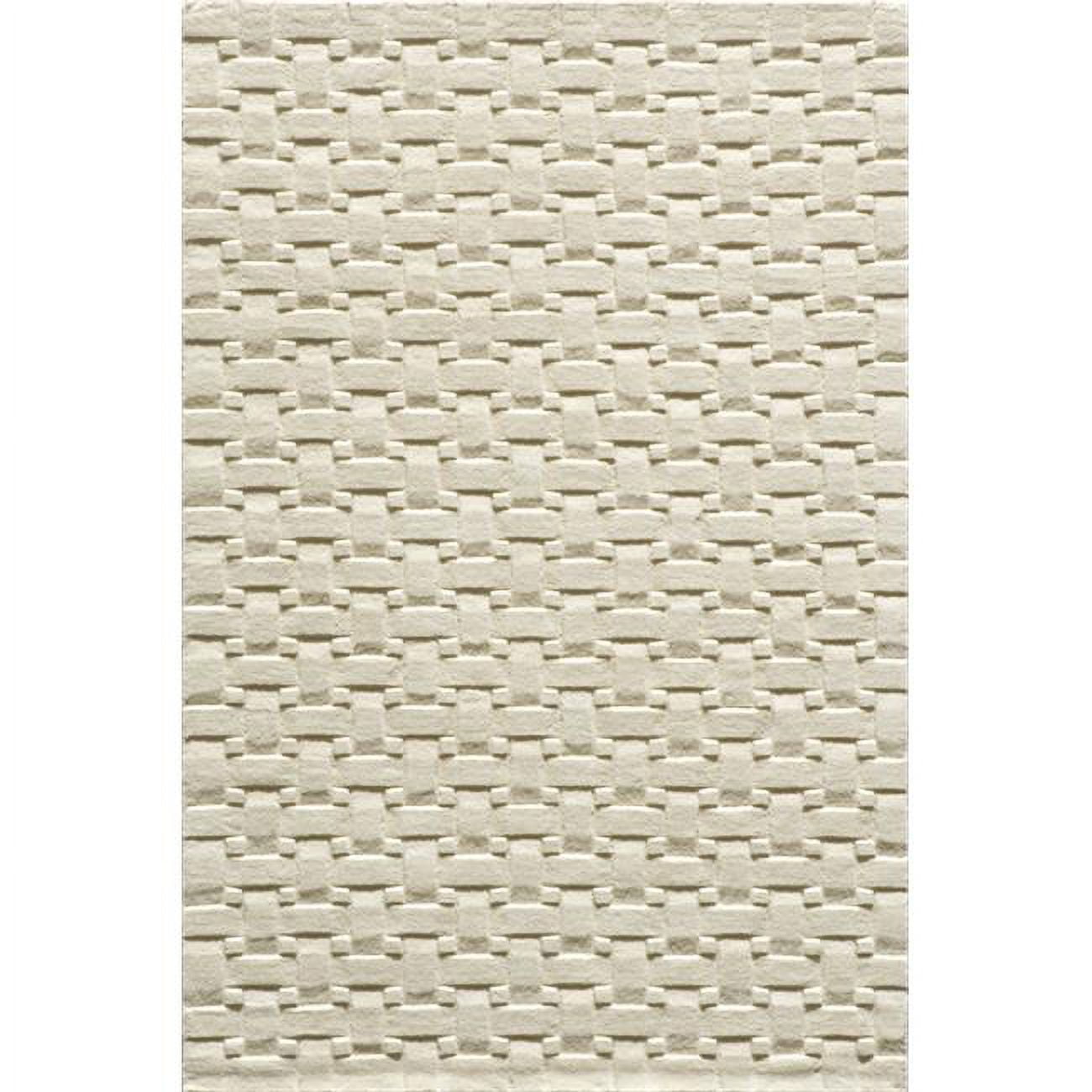 Ivory Geometric Hand Tufted Wool 8' x 11' Rug
