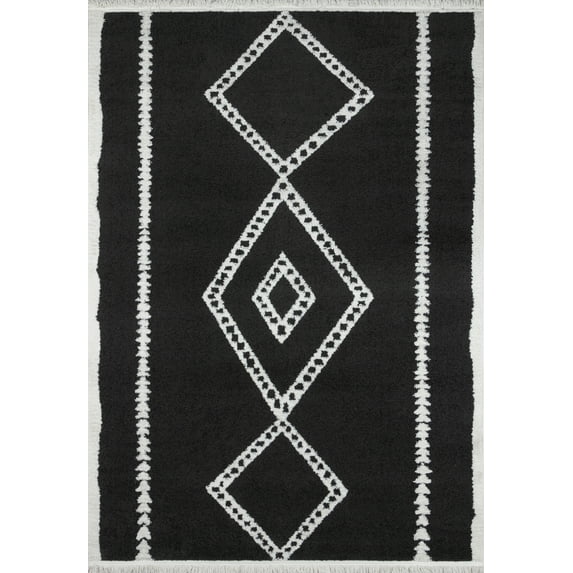 Momeni Monaco Geometric Polyester Black Area Rug 2' X 3'
