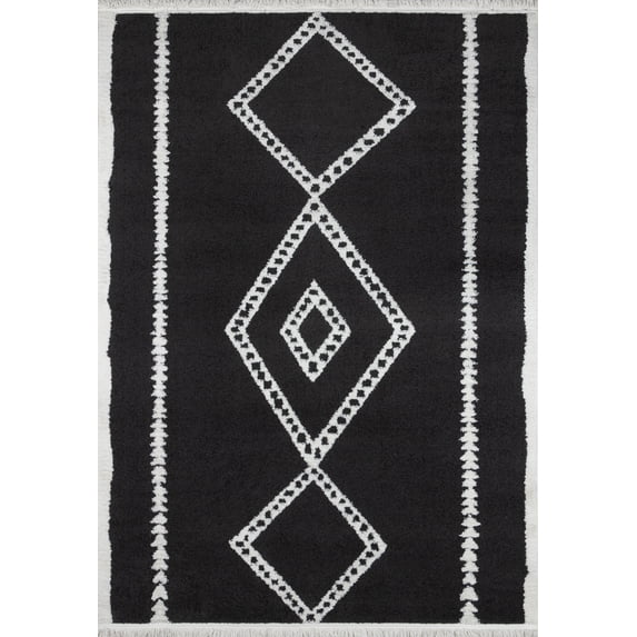 Momeni Monaco Geometric Polyester Black Area Rug 7'6" X 9'6"