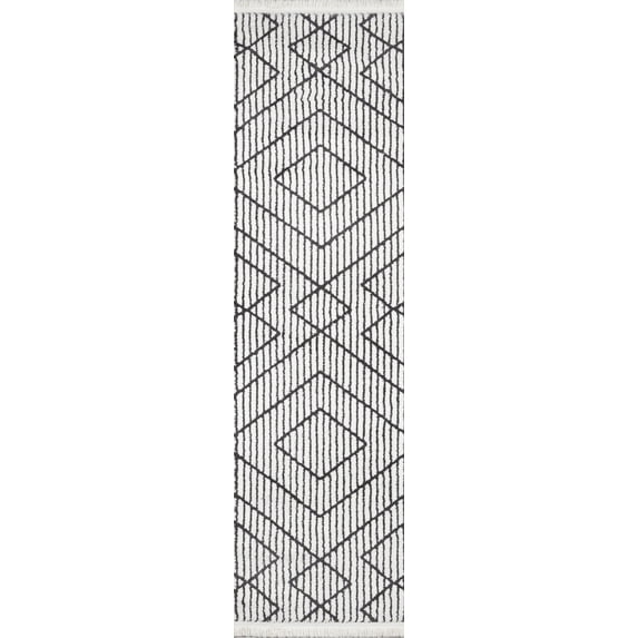 Momeni Monaco Geometric Polyester Ivory Area Rug 2'3" X 7'6" Runner