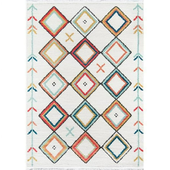 Momeni Monaco Trellis Pattern Polyester Blend Contemporary Area Rug Ivory 2' x 3' 2' x 3' Indoor,Accent Rectangle