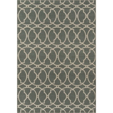 Momeni Moroccan Tile Blue Indoor/ Outdoor Rug - 2'3" x 4'6" Grey Beige