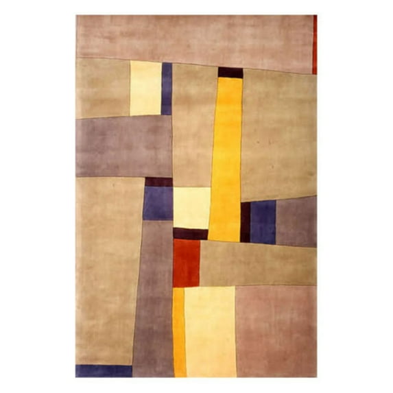 Momeni New Wave Abstract Modern Contemporary Area Rugs, Gray/Yellow/Brown,162" x 114"