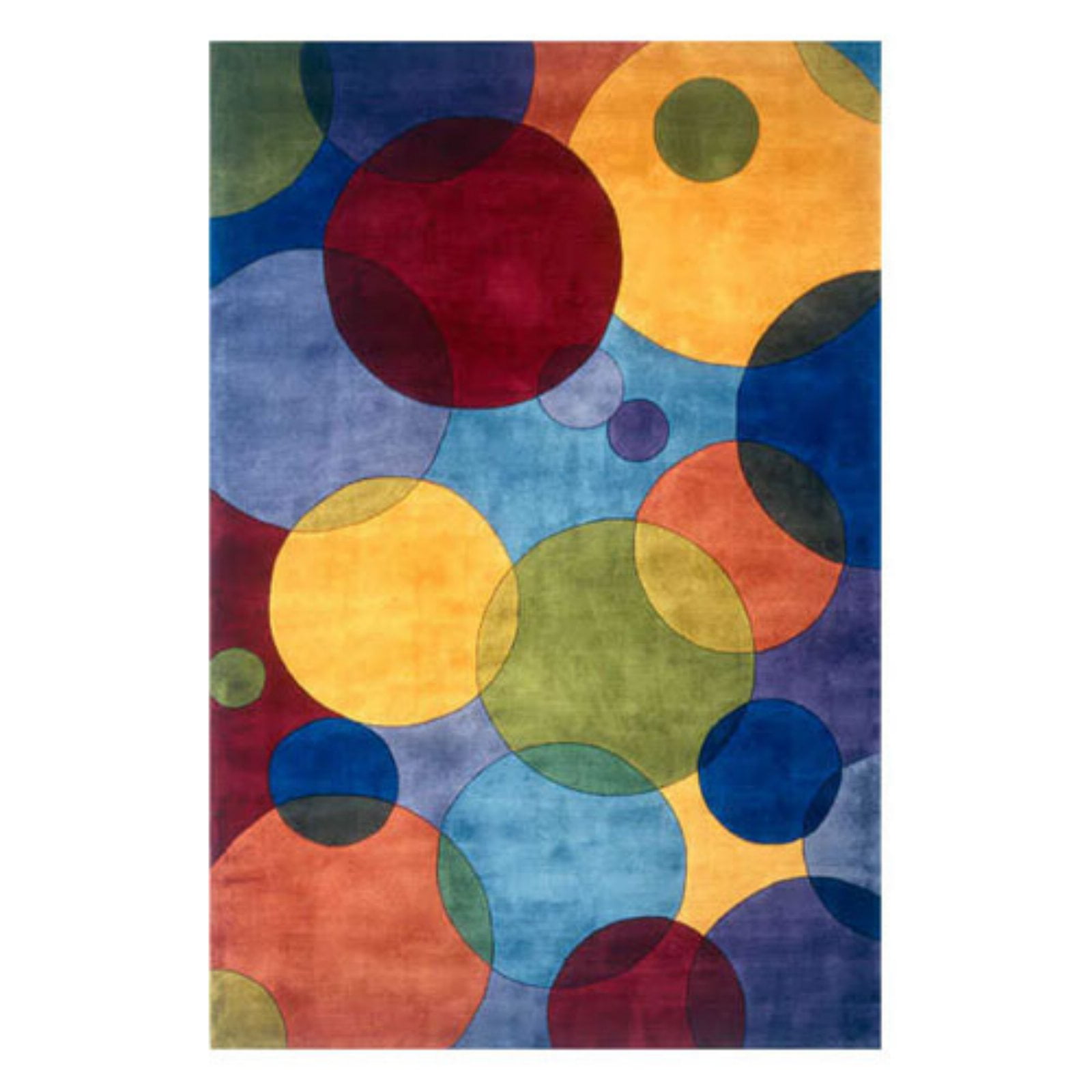 Multicolor Geometric Hand-Tufted Wool Rectangular Rug