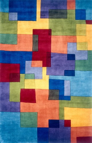 Multicolor Geometric Hand-Tufted Wool Rectangular Rug