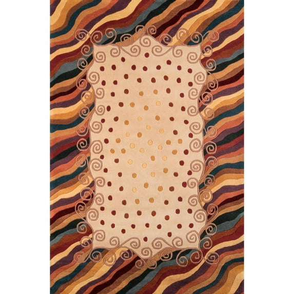 Momeni New Wave Color Bordered Modern Area Rugs, Beige