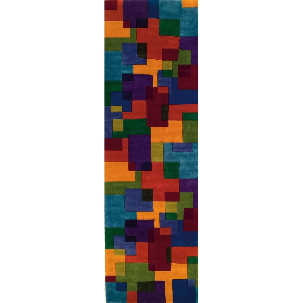Multicolor Hand-Tufted Wool Geometric Area Rug