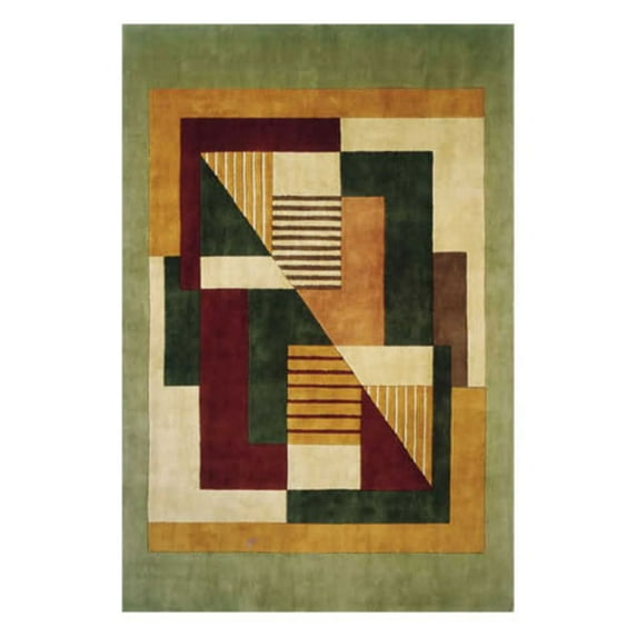 Momeni New Wave Geometric Modern Area Rugs, Green, 63" x 96"