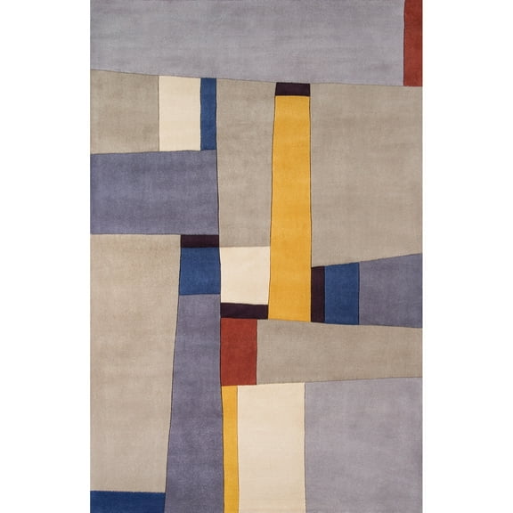 Momeni New Wave Hand Tufted New Zealand Wool Contemporary Abstract Area Rug 3' 6" x 5' 6" Latex Free 4' x 6' Indoor,Handmade Rectangle