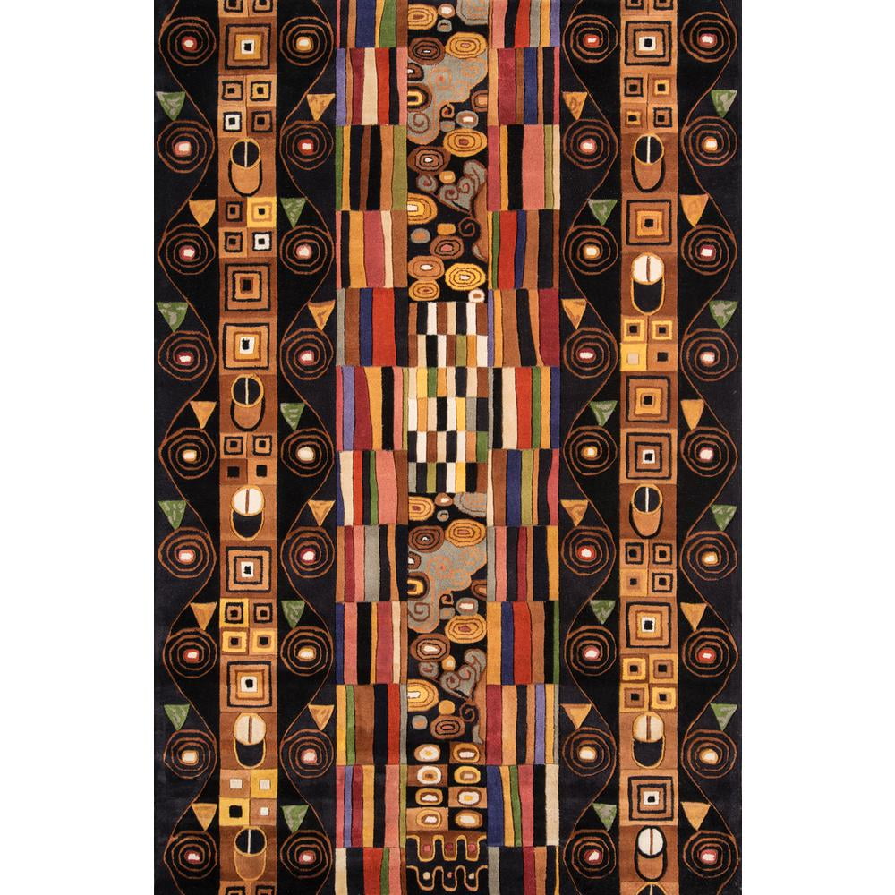 Black Multicolor Hand-Tufted Wool Rectangular Area Rug