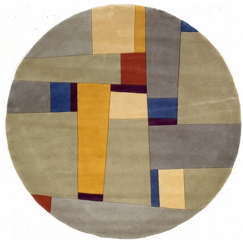 Momeni New Wave 5'9" X 5'9" Round Contemporary Hand Tufted Wool Rug in Gray