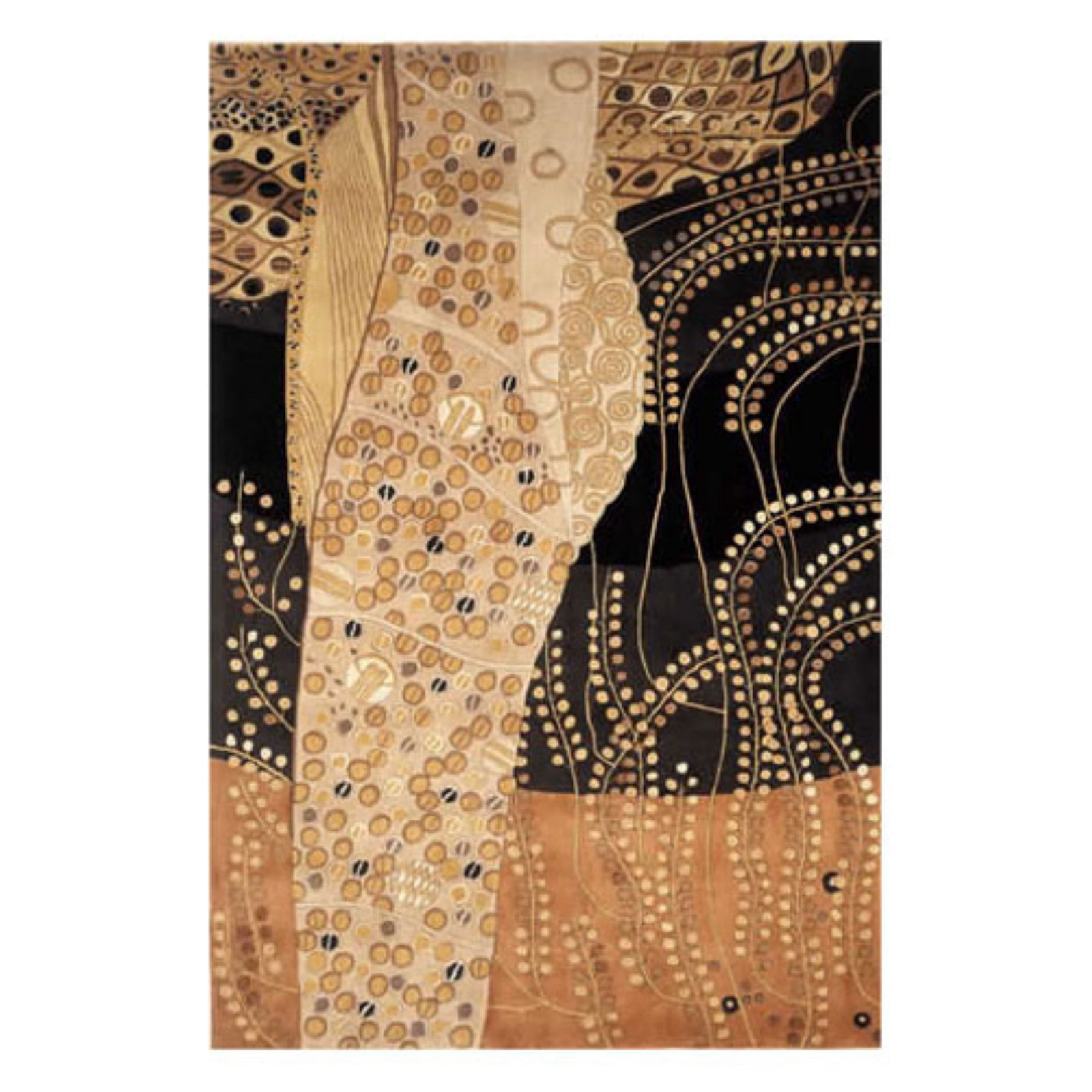 Black and Beige Hand-Tufted Wool Geometric Area Rug