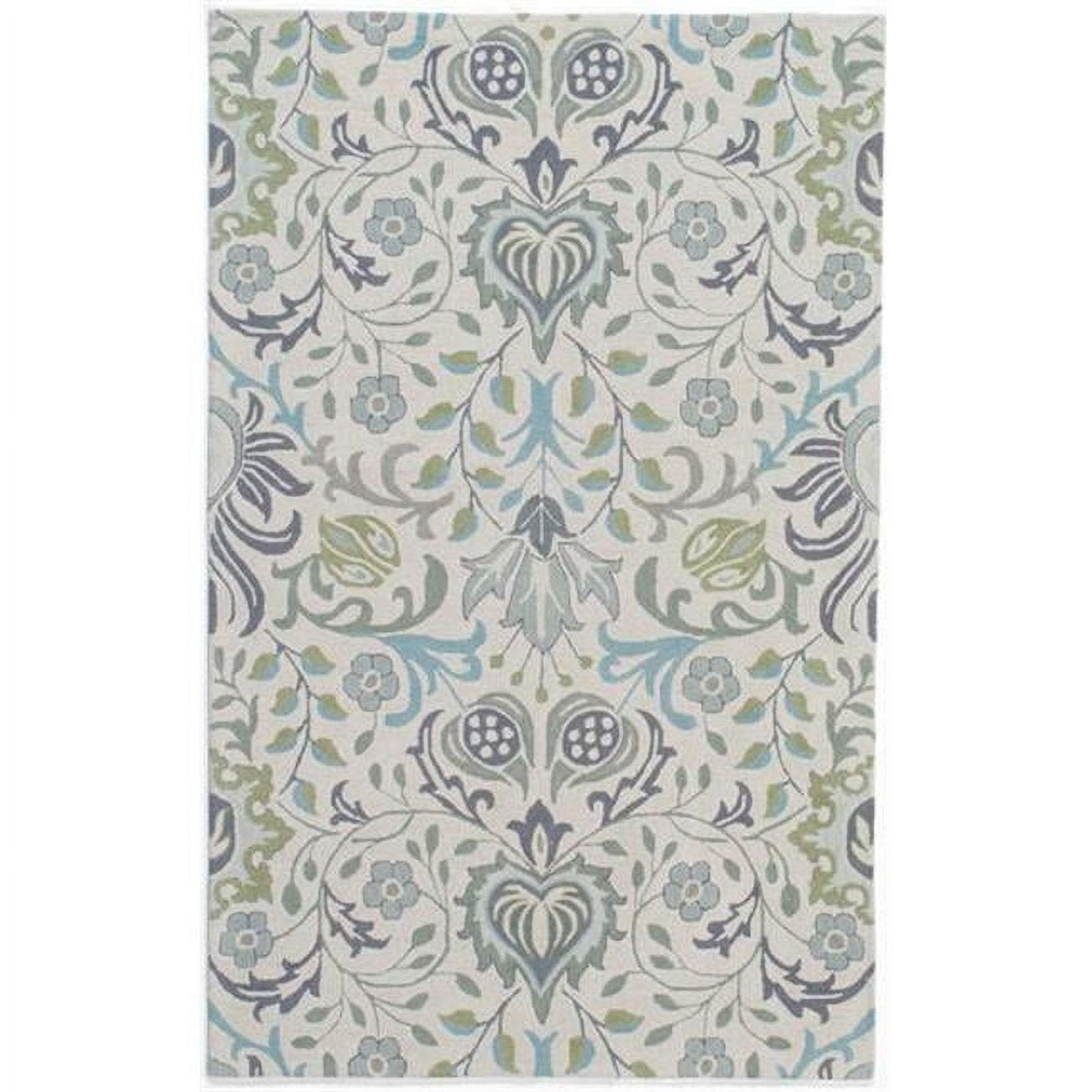 Blue Floral Hand-Tufted Wool Runner Rug, 2'3" x 8'