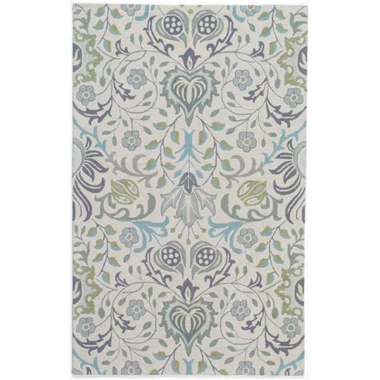 Blue Floral Hand-Tufted Wool Runner Rug, 2'3" x 8'