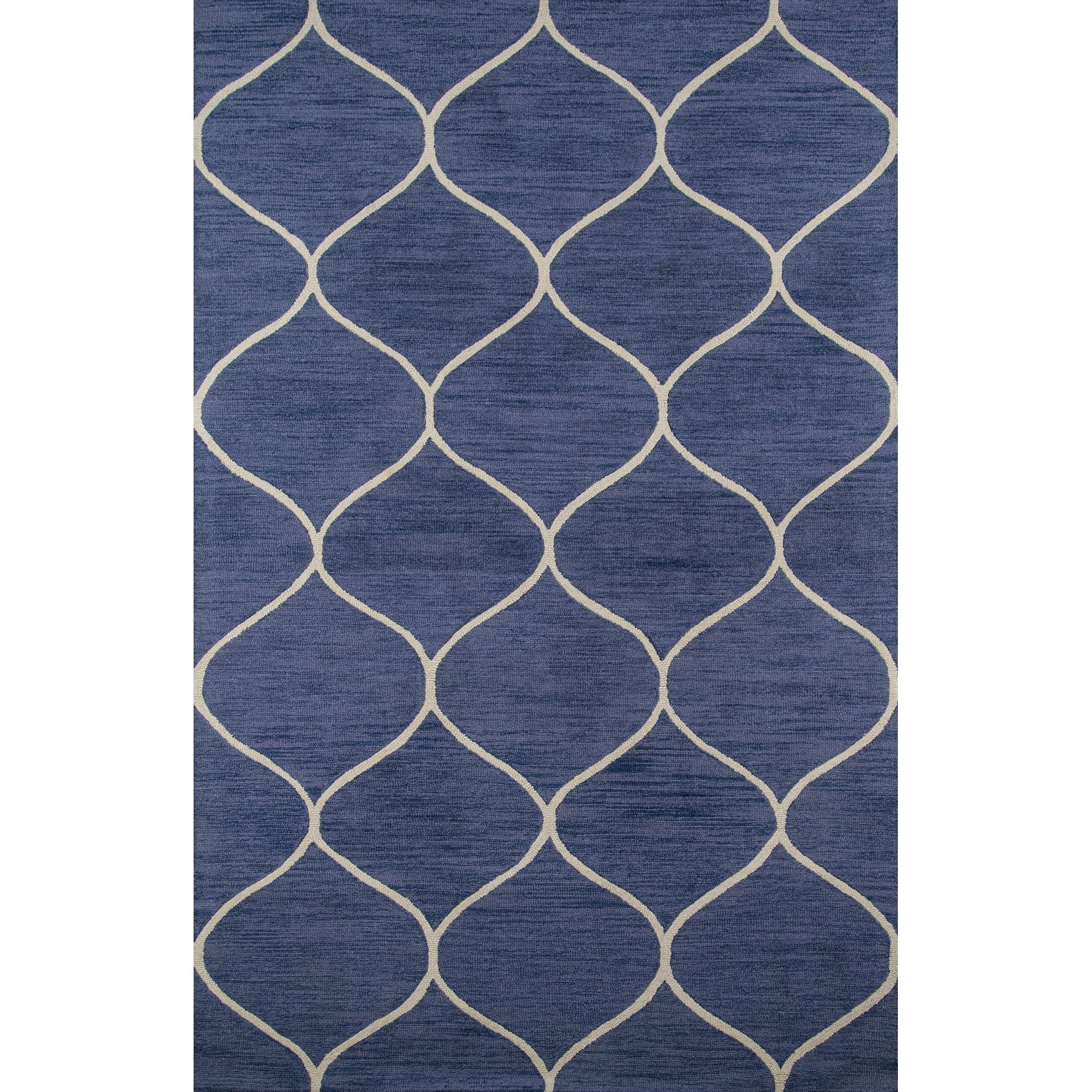 Morris Inspired Hand-Tufted Wool Area Rug in Blue, 45" x 8"
