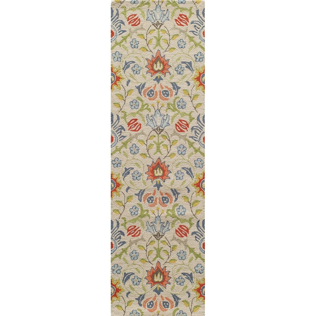Multicolor Wool Floral Hand-Tufted 2'3" x 8' Runner Rug