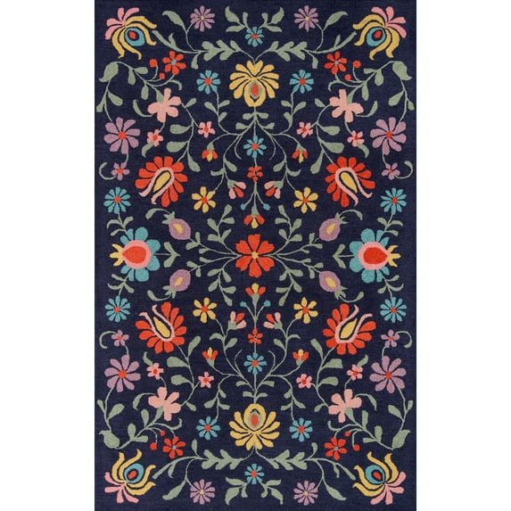 Momeni Newport Wool Hand Tufted Navy Area Rug 3'9" X 5'9"