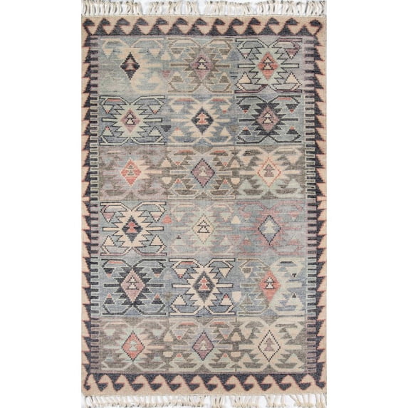 Momeni Nomad Wool Hand Knotted Blue Area Rug 2' X 3'