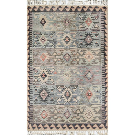 Momeni Nomad Wool Hand Knotted Blue Area Rug 3'6" X 5'6"