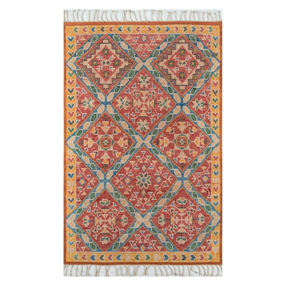 Momeni Nomad Wool Hand Knotted Rust Area Rug 5' X 8'