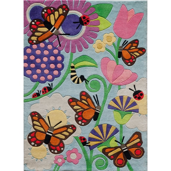 Momeni Novelty Bugs & Butterflies Modern Area Rugs, Blue