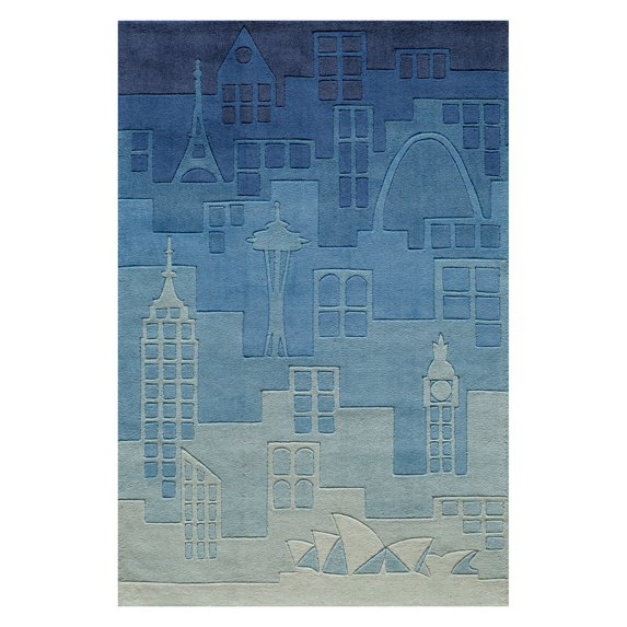 Momeni Novelty Town & City Modern Area Rugs, Blue