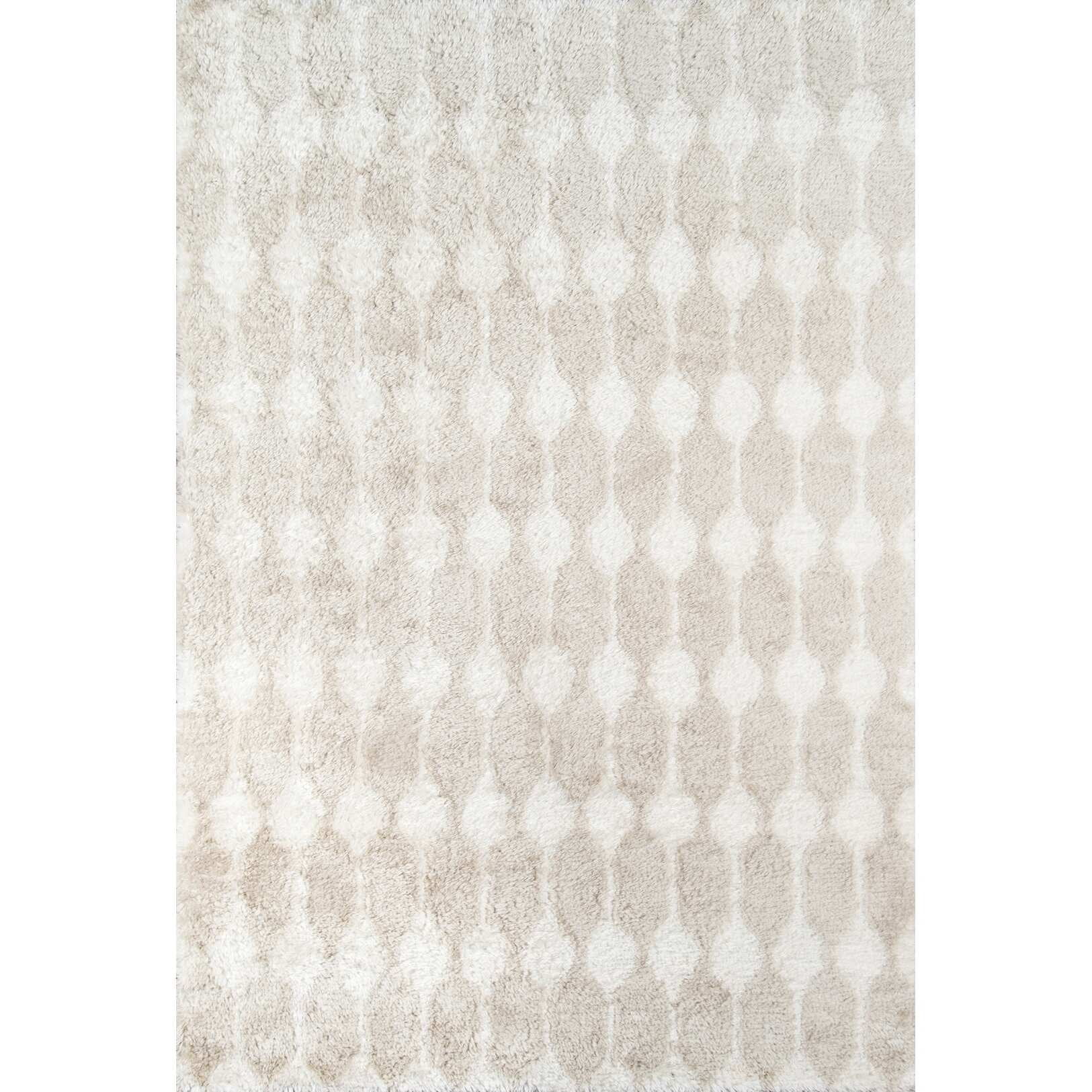 Taupe Shag Hand-Tufted Synthetic Area Rug, 5' x 7'