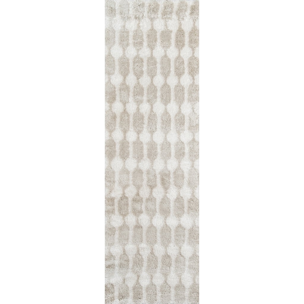 Taupe Hand-Tufted Shag Runner Rug, 2'3" x 7'6"
