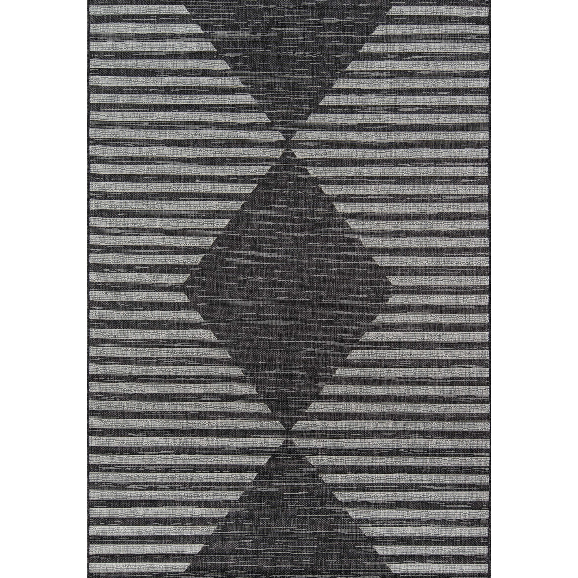 Charcoal Geometric Easy-Care Rectangular Synthetic Rug 5'3" x 7'6"