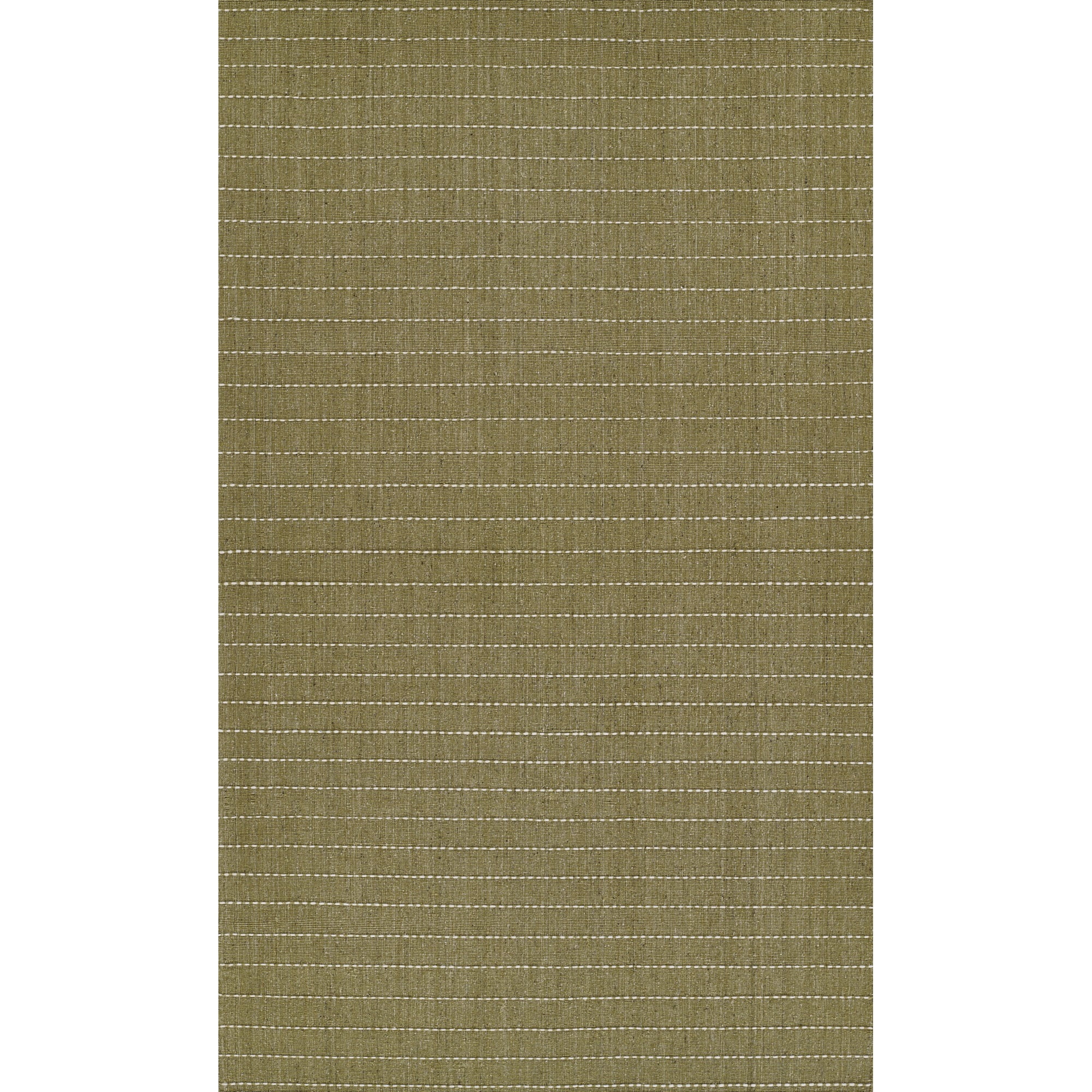 Handmade Green Stripe Wool and Synthetic Rug