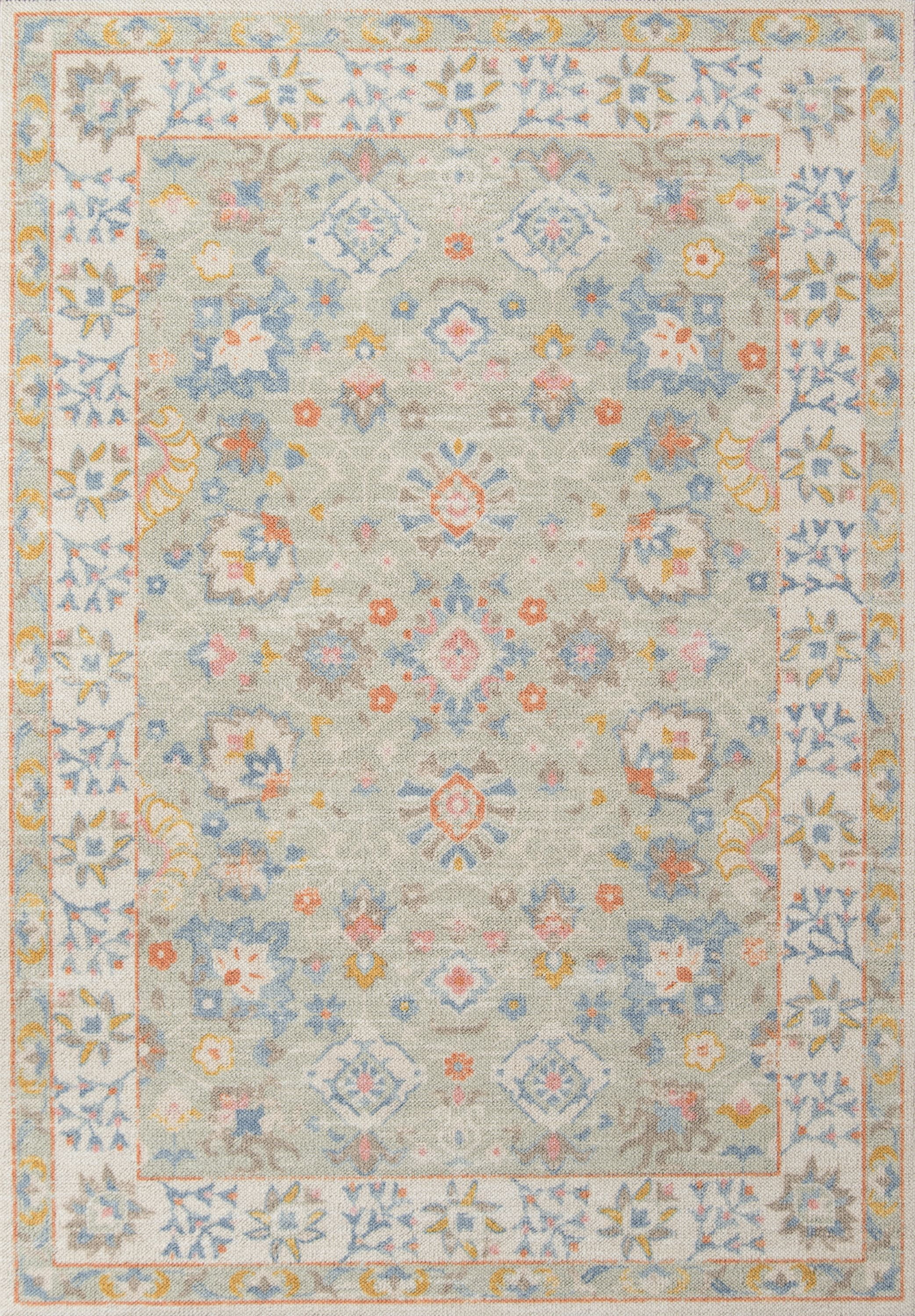 Light Blue and Beige Wool Synthetic Tufted Oriental Rug 9'9" x 12'6"