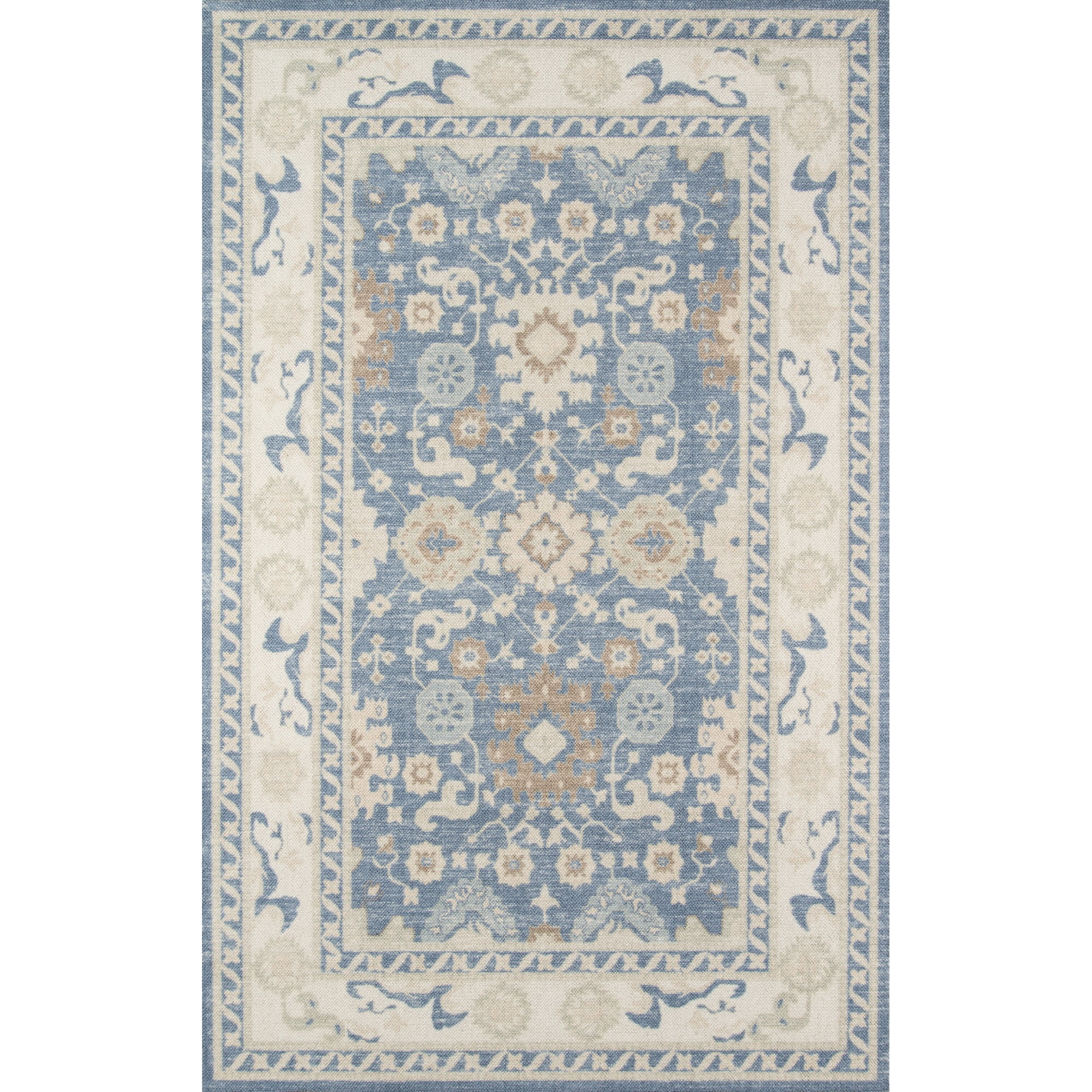 Anatolia Light Blue and Beige Wool Blend Area Rug 3'3" x 5'