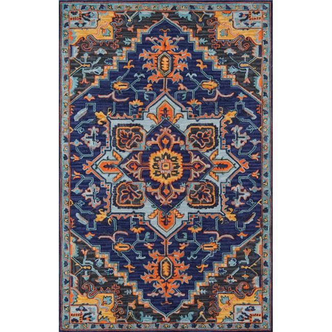 Navy Wool Tufted Medallion Accent Rug 2' x 3'