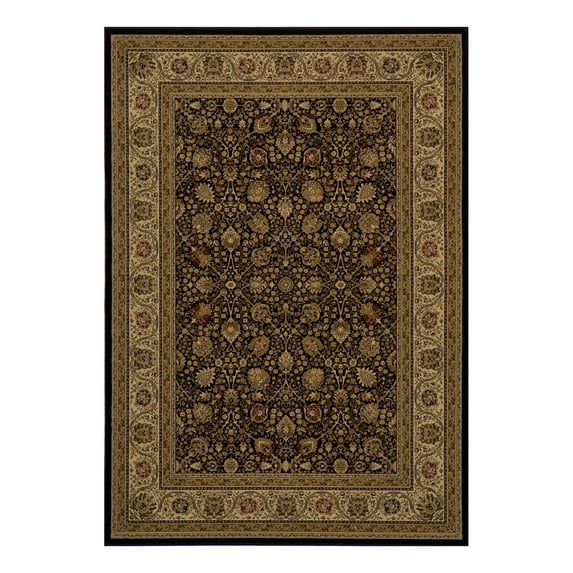 Momeni Oriental and Persian Flowers Traditional Area Rugs , Black/Brown/Beige ,60.0" X 39.0"