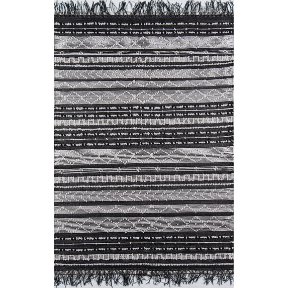 Momeni Otto Geometric Hand Woven Black Area Rug 5' X 7'6"