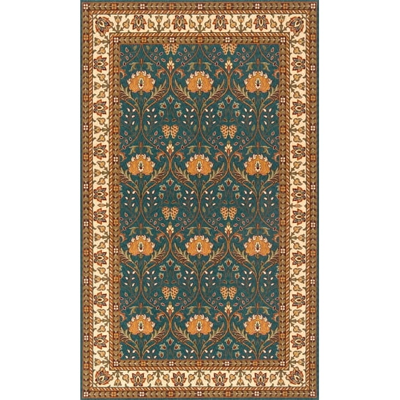 Momeni Persian Garden PG-12 Rug in Teal Blue - (2 Foot 6 Inch x 8 Foot Runner)