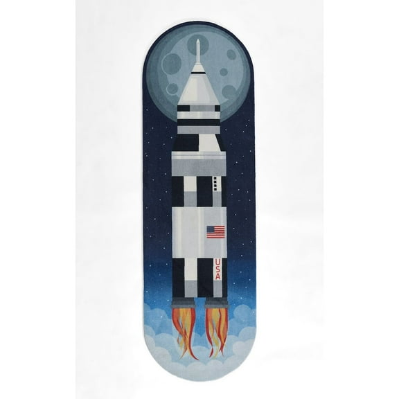 Momeni Playground Rocket Blue Kid Rug 2'4" X 7'7"