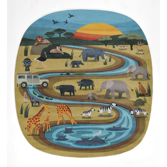 Momeni Playground Safari Multi Kid Rug 6' X 6'8"