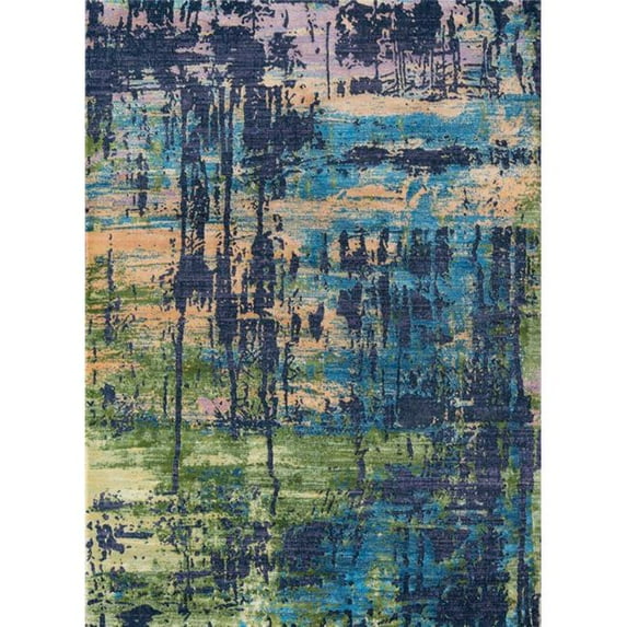 Momeni Portland Machine Made Polypropylene and Polyester Blue Area Rug 9'3" X 12'6"