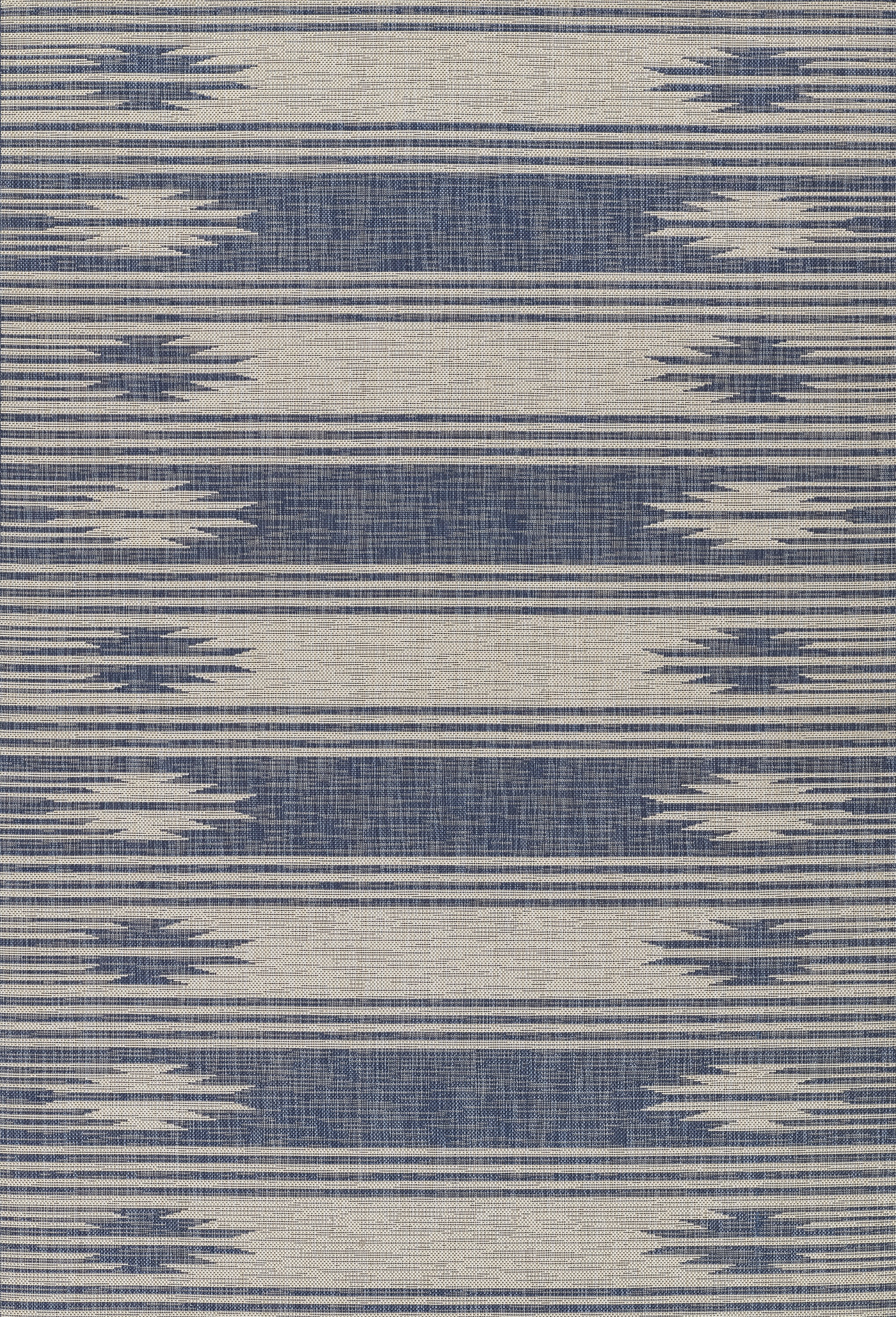 Riviera Coastal Blue Geometric Indoor/Outdoor Rug 6'6" x 9'