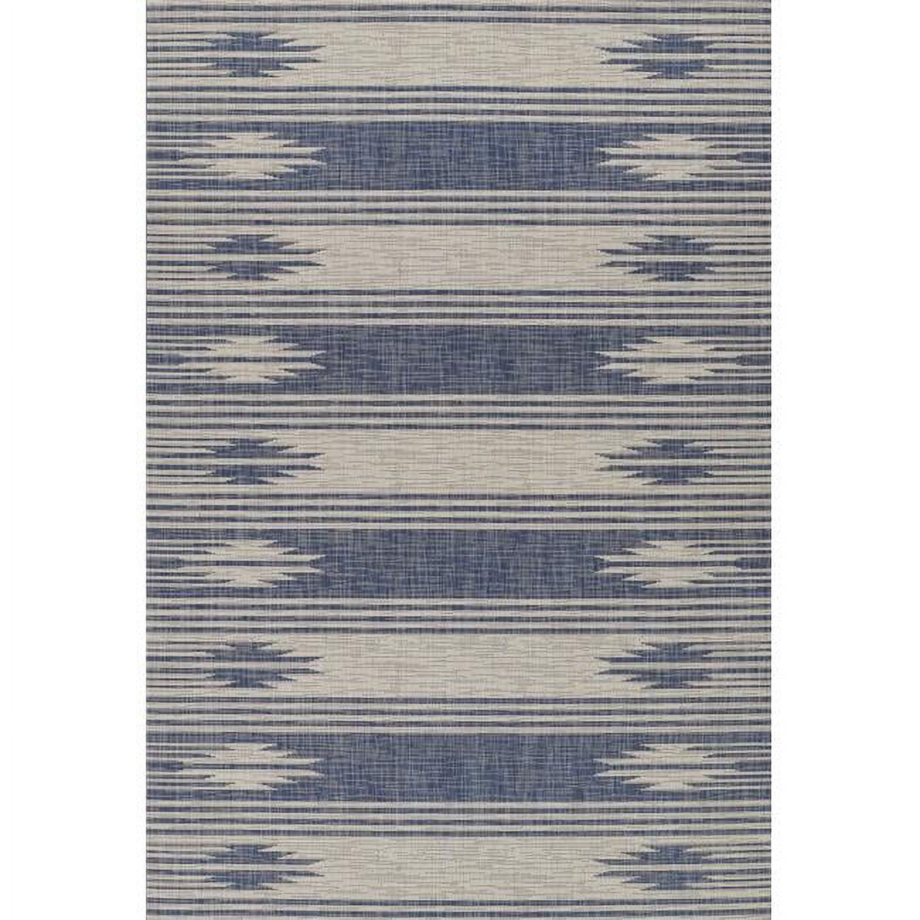 Breezy Blue Geometric 9' x 12' Washable Synthetic Rug