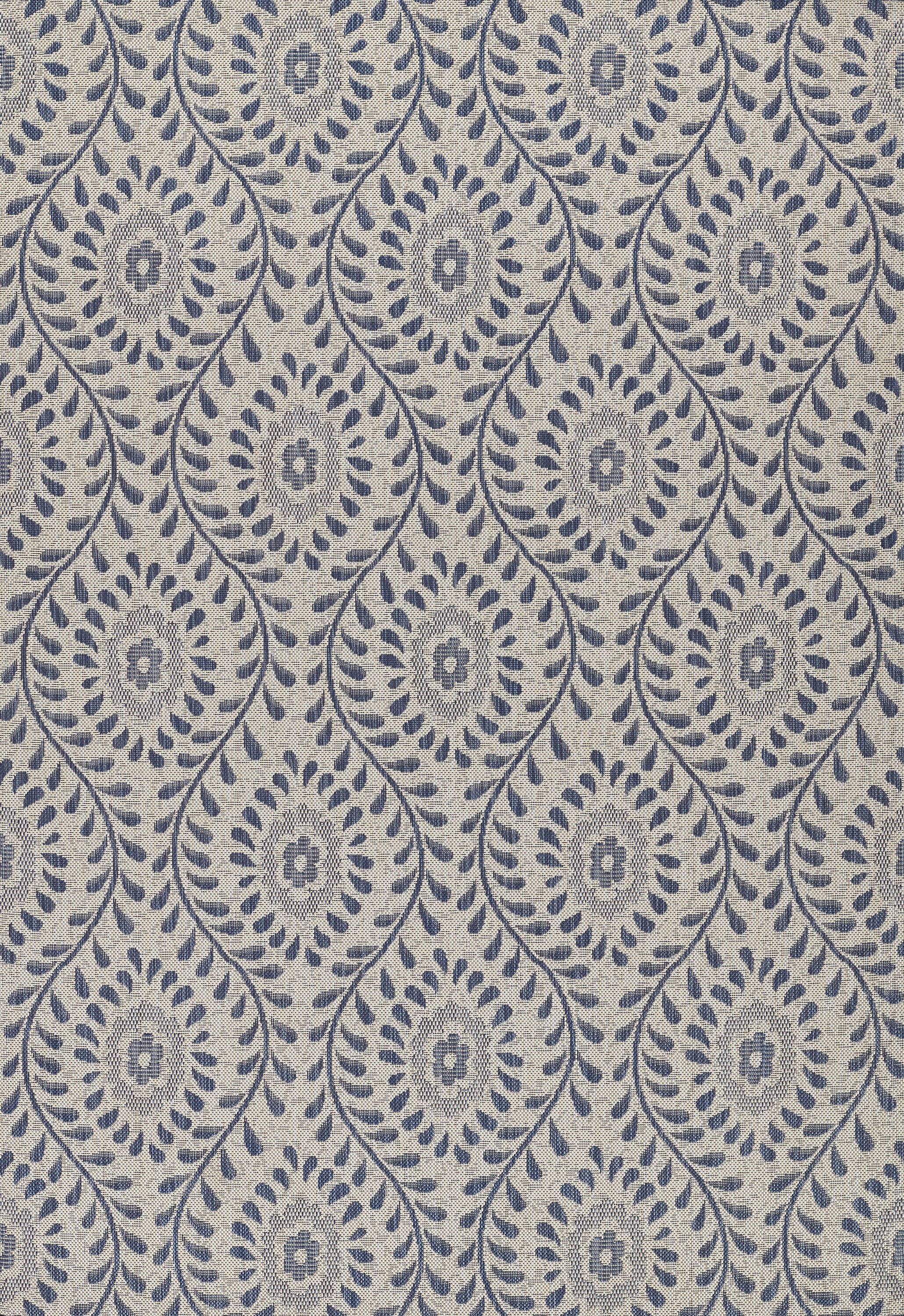 Blue and Beige Rectangular Washable Synthetic Rug 6'6" x 9'