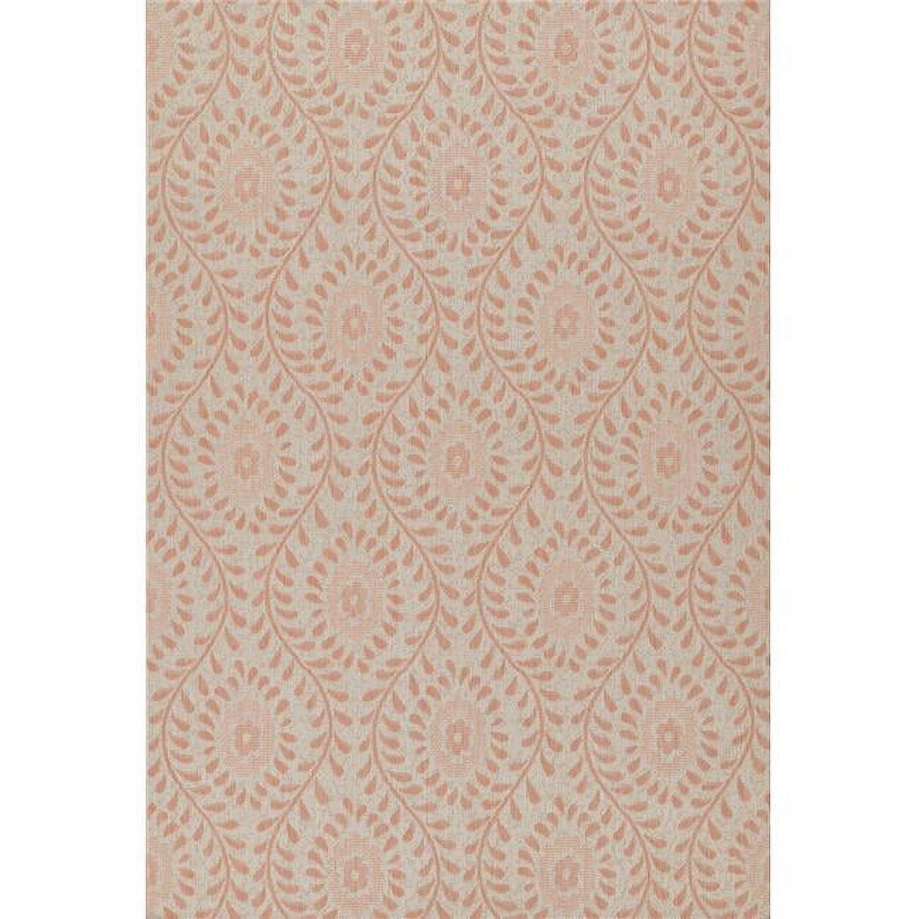 Coral and Beige Reversible Synthetic 9' x 12' Rug