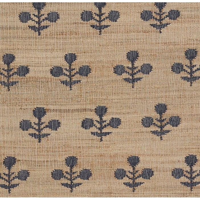 Orchard Bloom Blue and Beige Handwoven Wool Rug