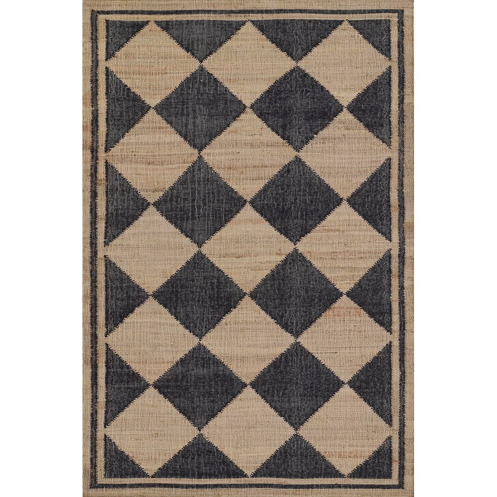 Orchard Court Black Hand-Woven Wool 5' x 8' Area Rug