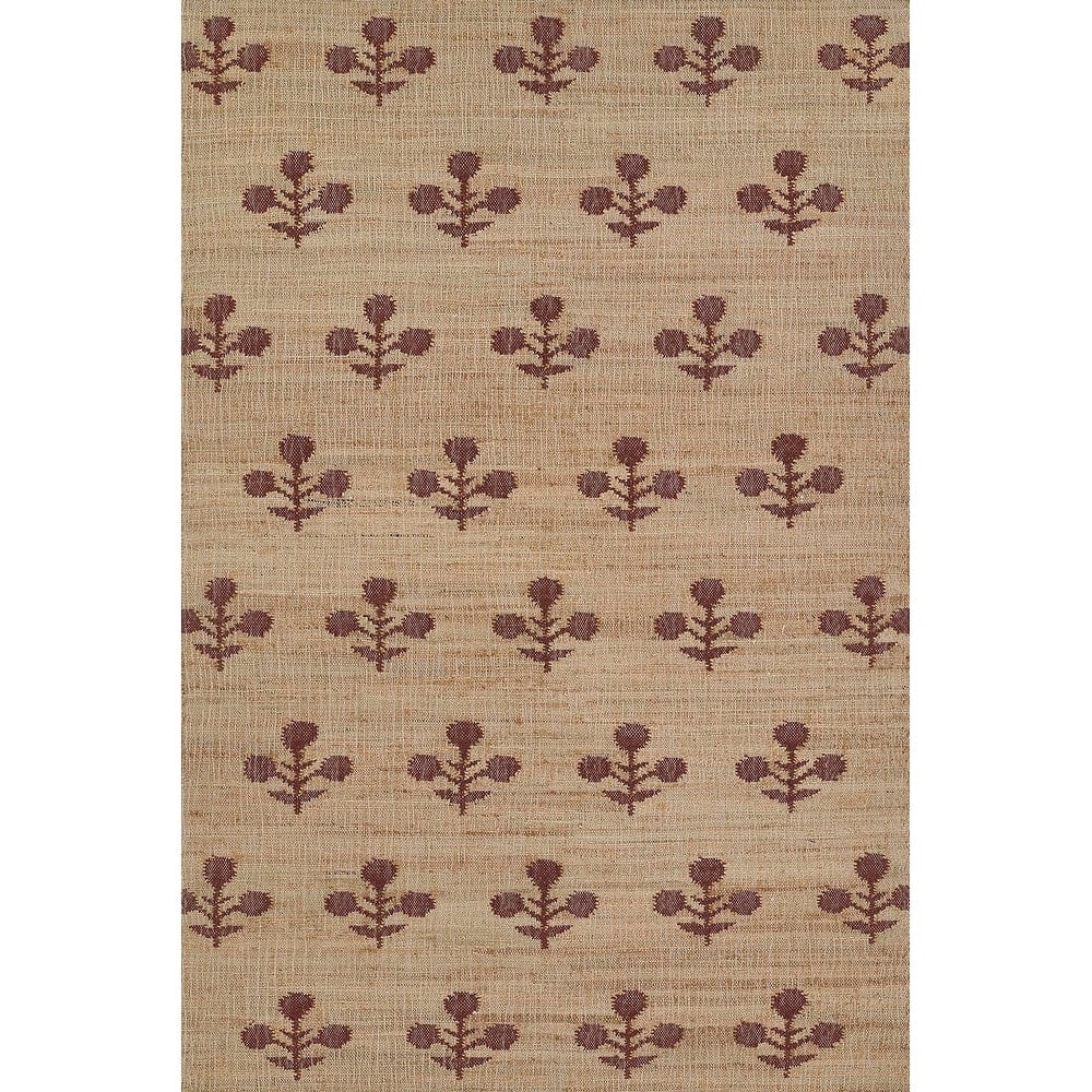 Traditional Ikat Inspired Handwoven Red Wool 5' x 8' Area Rug