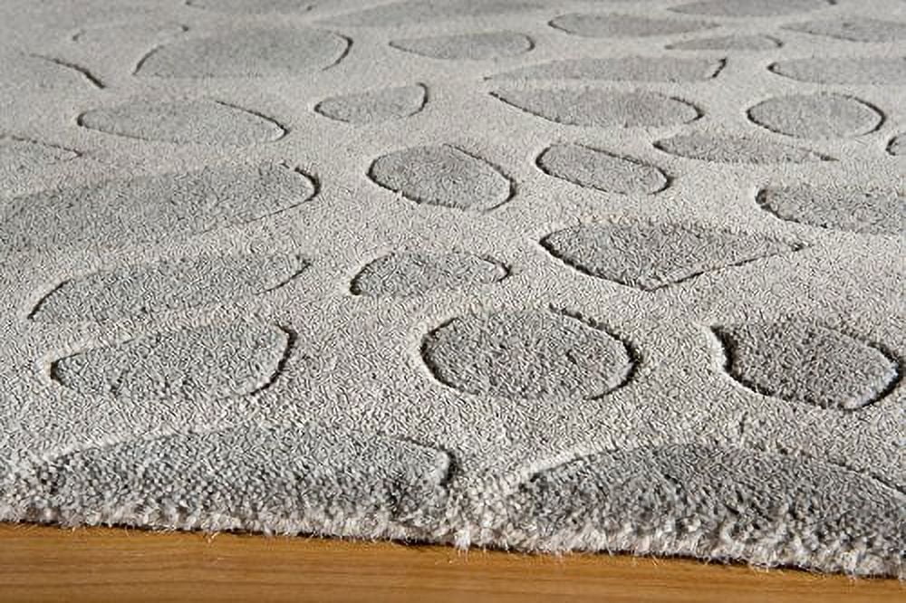 Handmade Silver Wool Rectangular Tufted Rug, 3 ft 6 in x 5 ft 6 in