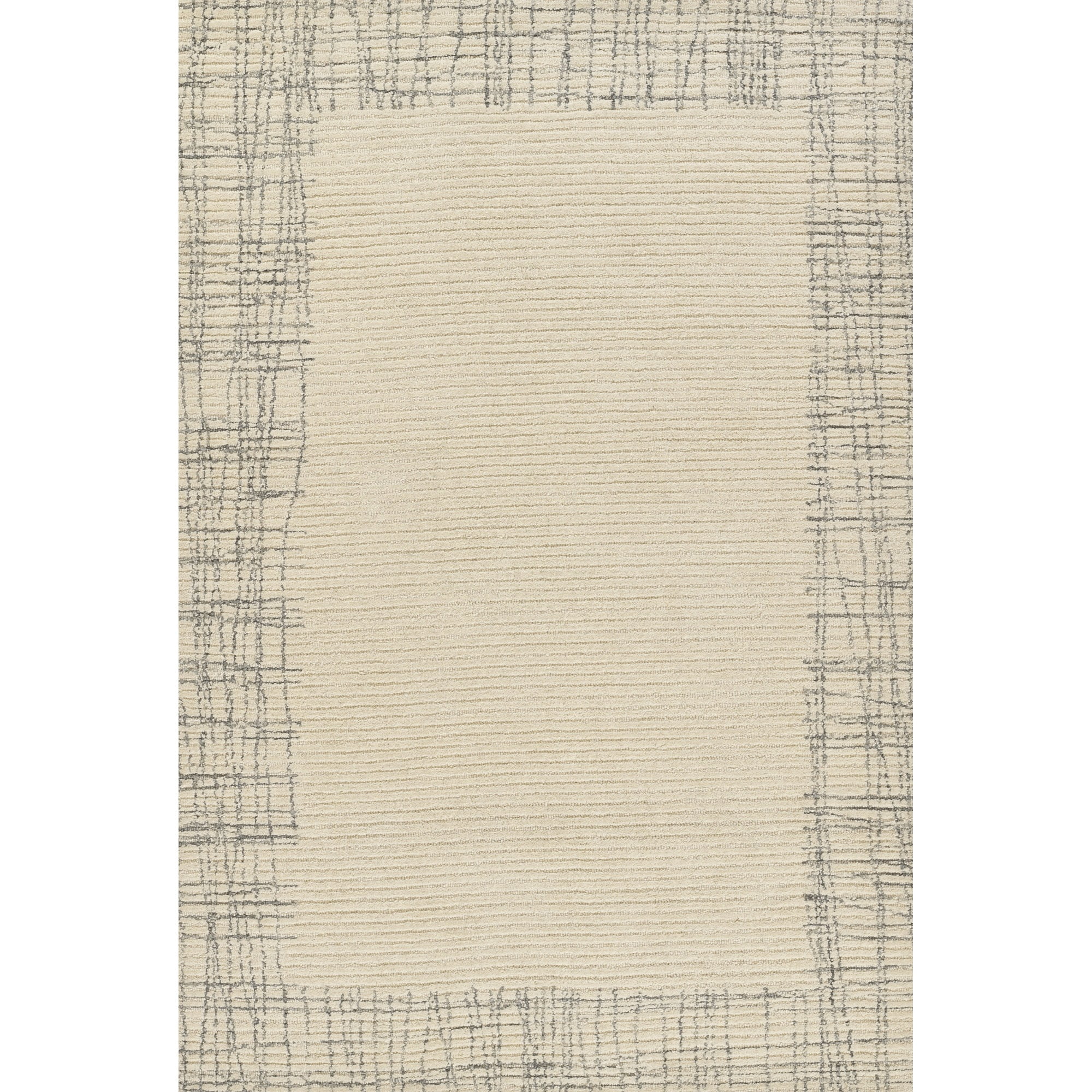 Ivory and Gray Hand-Tufted Wool Runner Rug with Cotton Backing